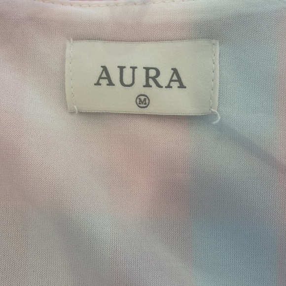 Aura pink and blue checkered ruffle sleeve dress. Size medium. - Picture 4 of 6